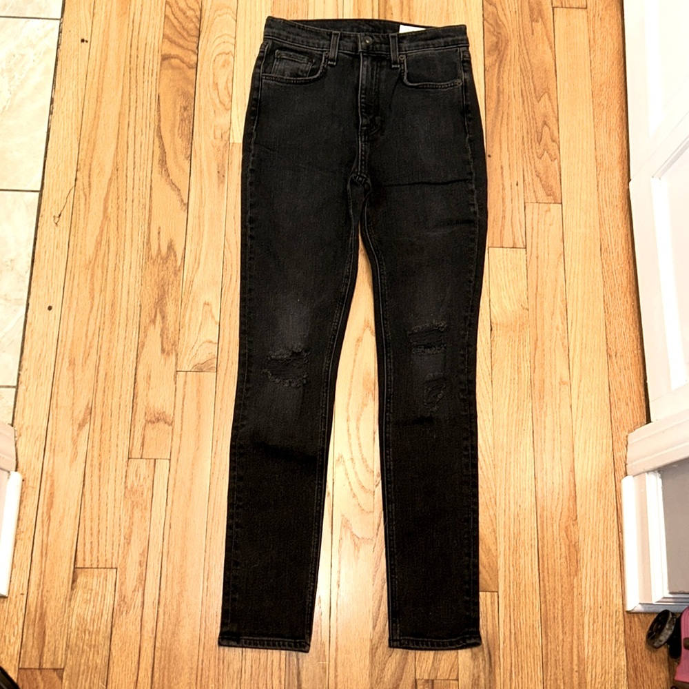 ✨ RAG & BONE ✨ NWT Black Destructed High Rise Ankle Skinny Jeans Size 25 - Picture 5 of 16